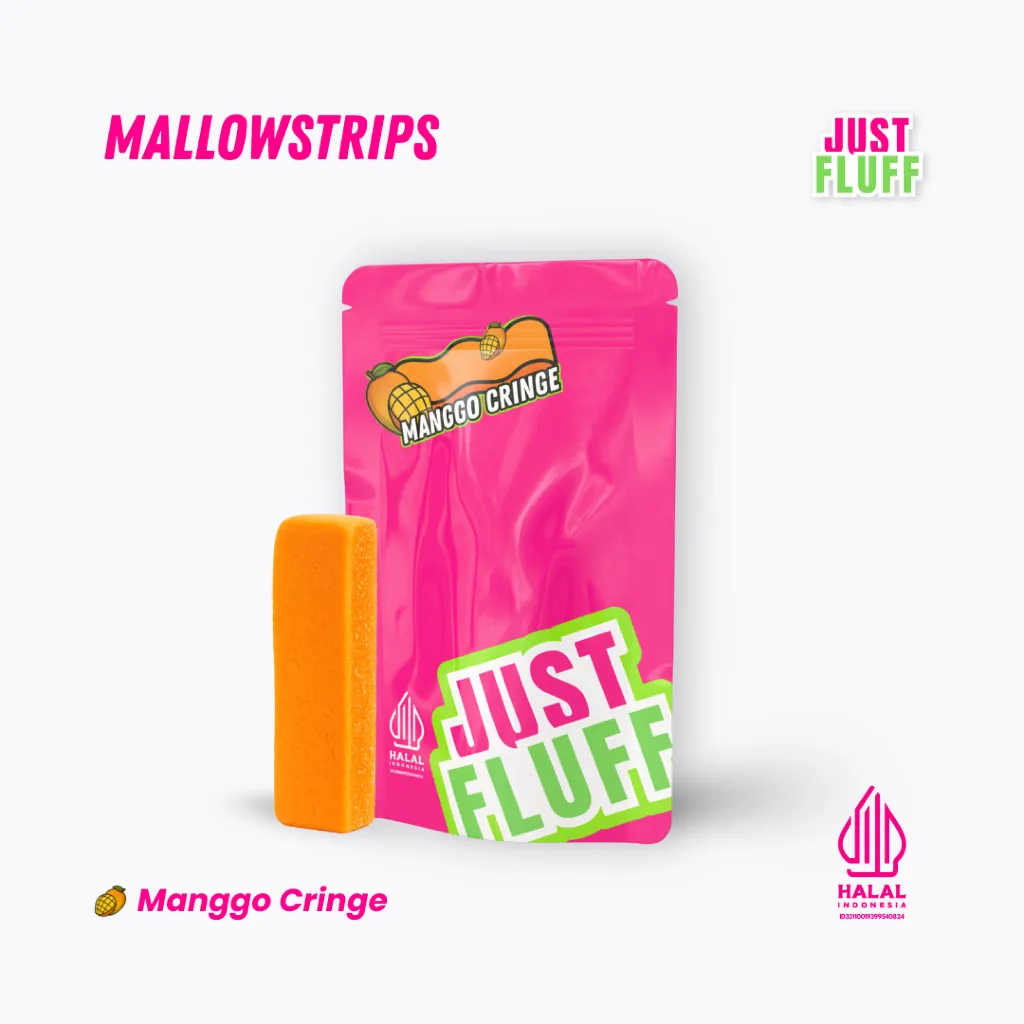 Marshmallow Strips Sour Mango Cringe Justfluff 100% Halal