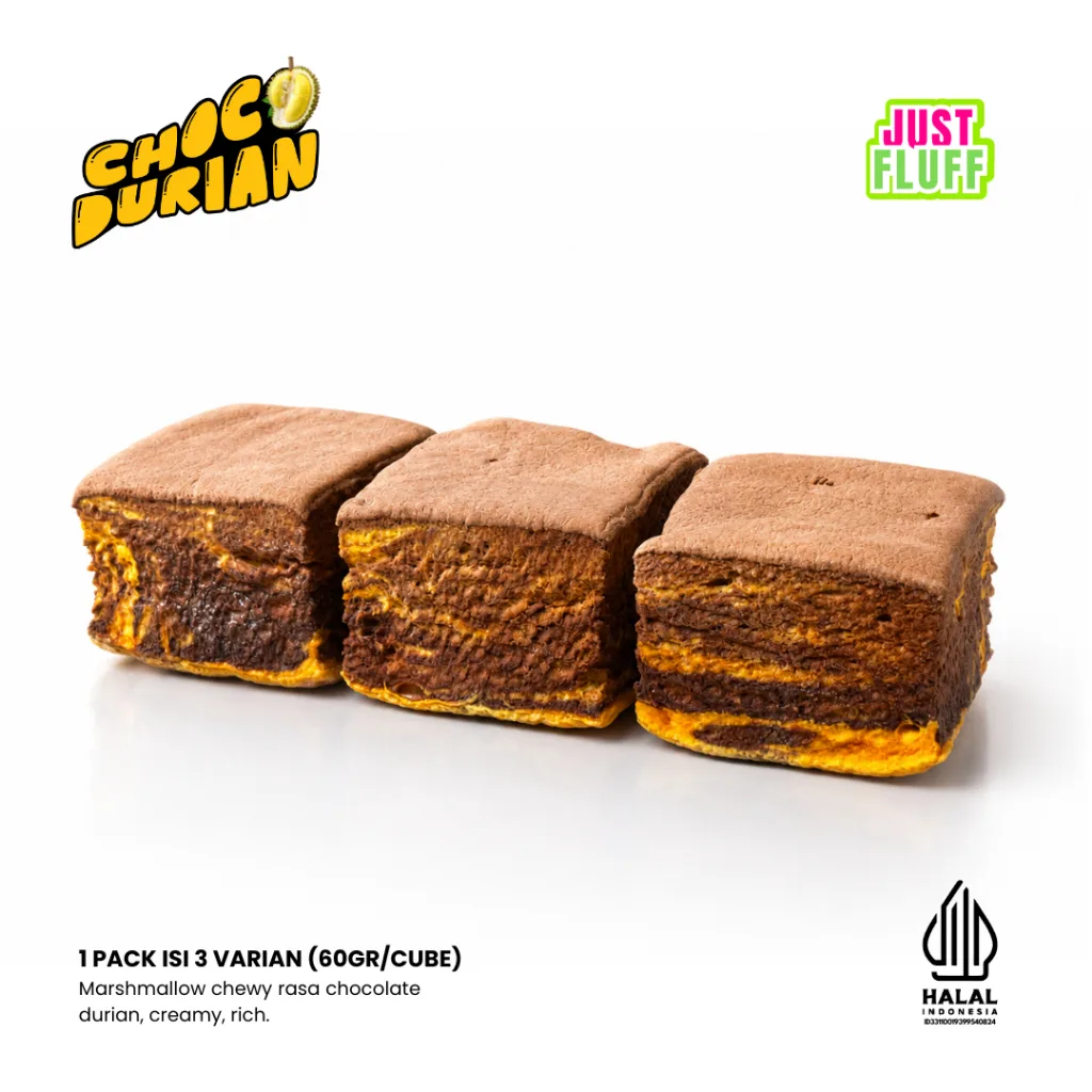MARSHMALLOW JUSTFLUFF CHOCO DURIAN - MARSHMALLOW TERBAIK 100% HALAL