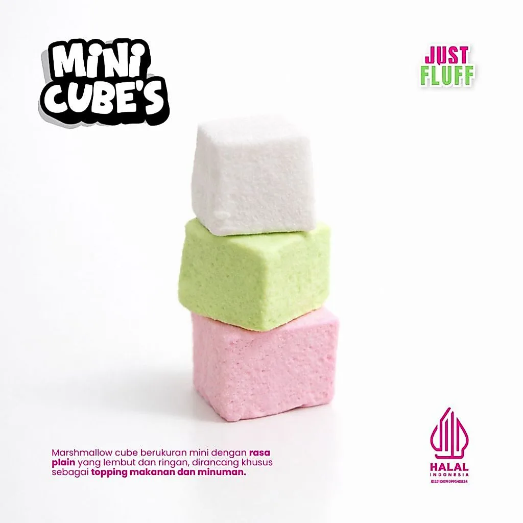 Marshmallow Mini Cube Justfluff Halal 500g - Topping Premium