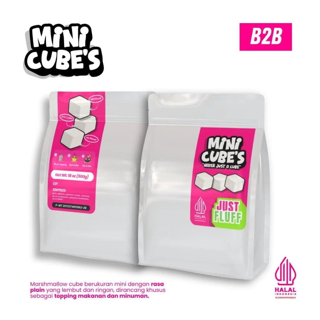 Marshmallow Mini Cube Justfluff Halal 500g - Topping Premium