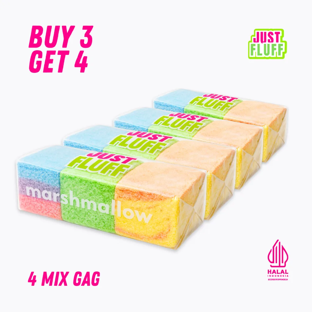 MARSHMALLOW MIX REGULER 4 PACK JUSTFLUFF ASLI HALAL