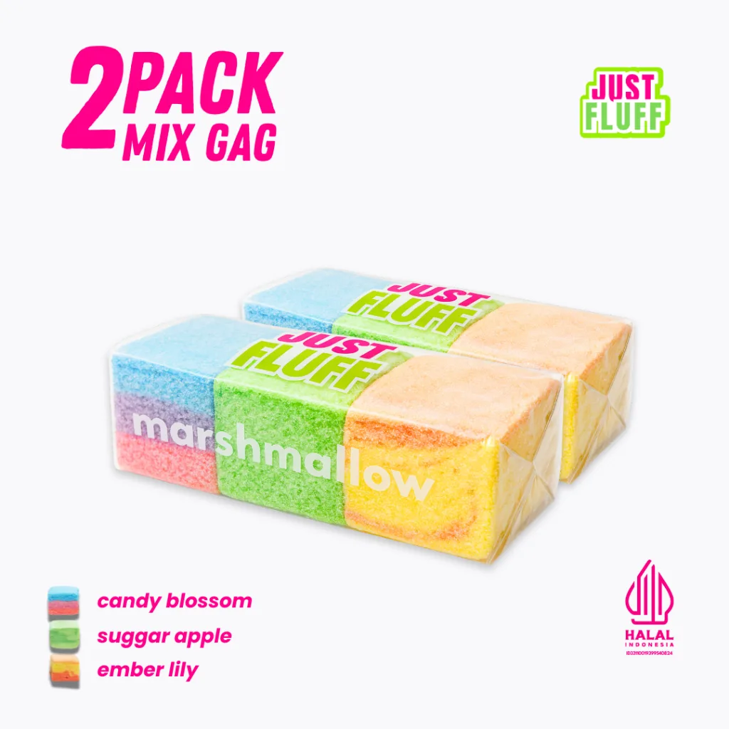 MARSHMALLOW REGULER 2 PACK JUSTFLUFF ASLI 100% HALAL